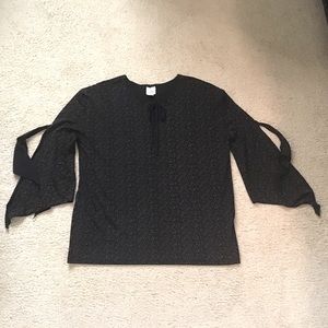 LA Lights Women’s Floral Branches Blouse Black Tan S…